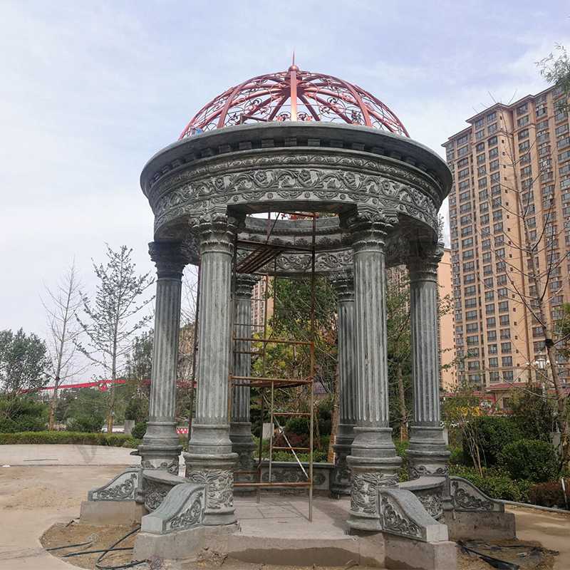 歐式景觀涼亭，小區(qū)花園休息亭子，石雕景觀亭子，綠色景觀涼亭1.jpg