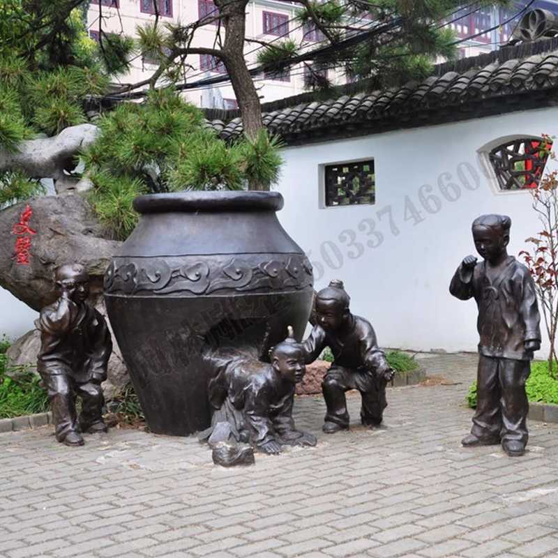 銅小孩雕塑，兒童銅雕塑