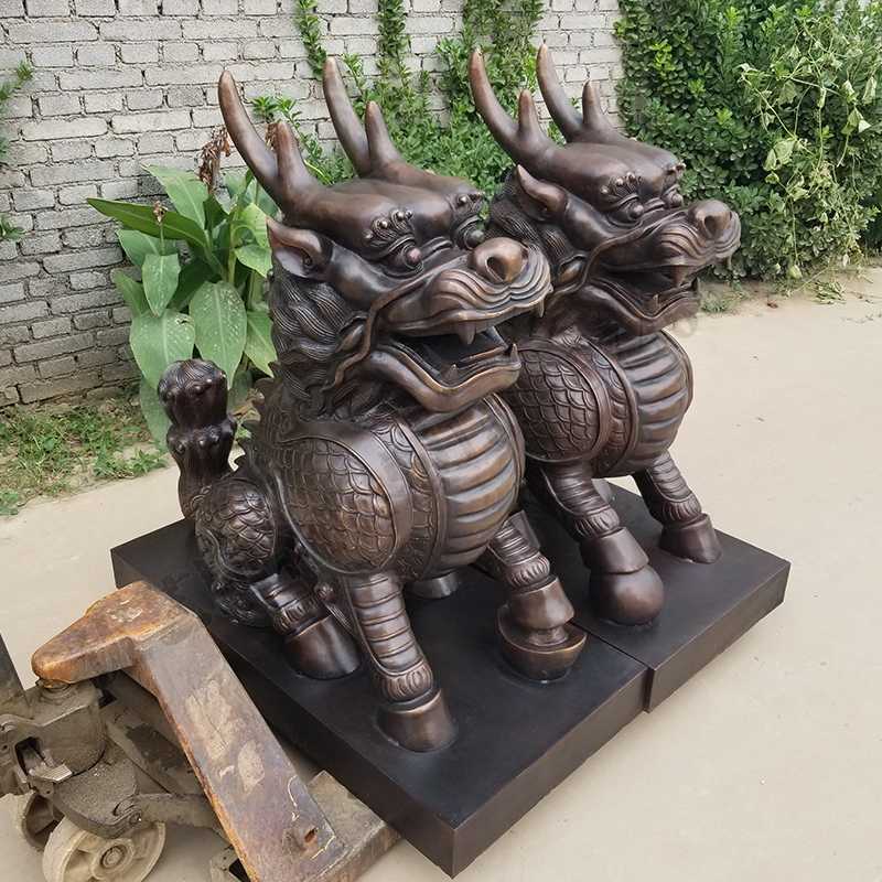 銅麒麟雕塑，銅麒麟擺件，鎮(zhèn)宅風(fēng)水麒麟
