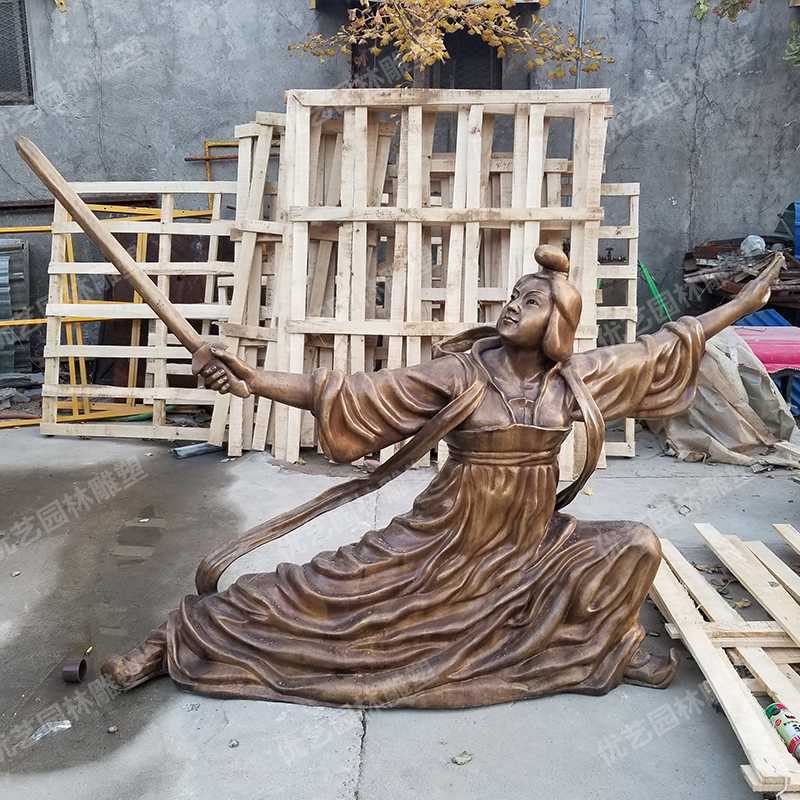 銅舞劍人物雕塑，古代銅人物雕塑